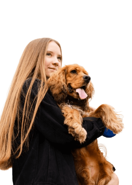 Happy person with pet